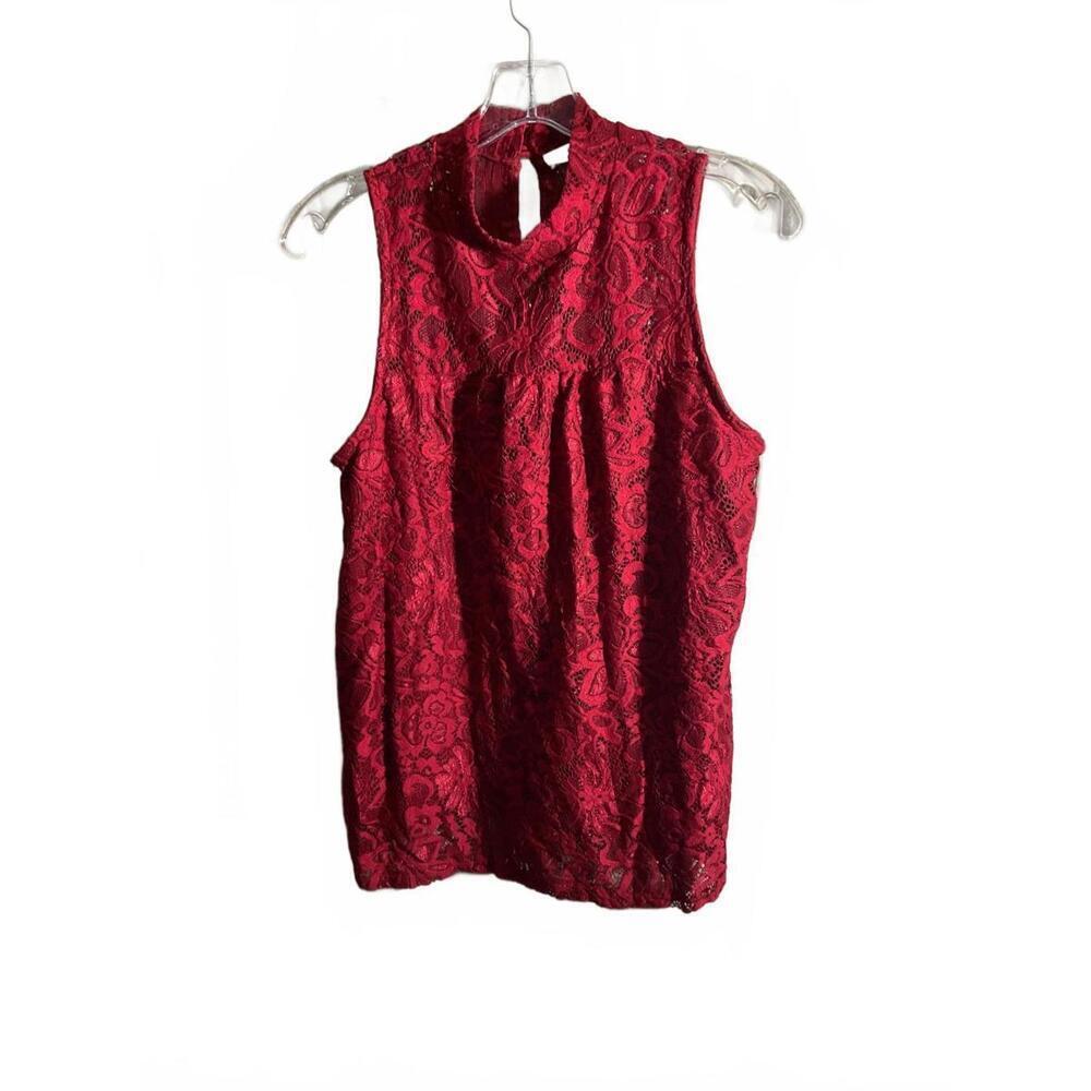 Elegant Red Lace Romantic Goth, Cottage Top Medium